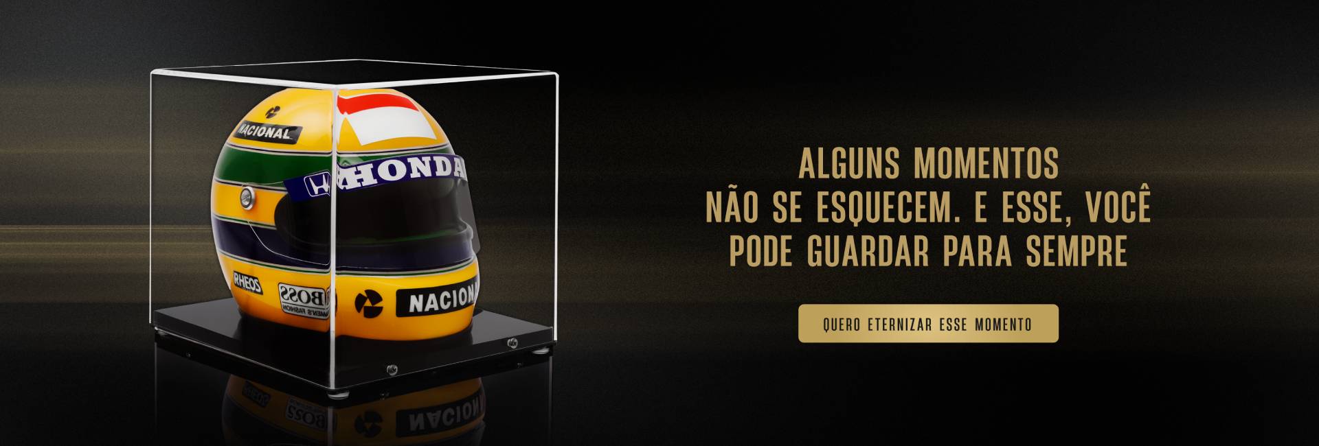 Capacete de Ayrton Senna em display: alguns momentos não se esquecem, e esse você pode guardar para sempre